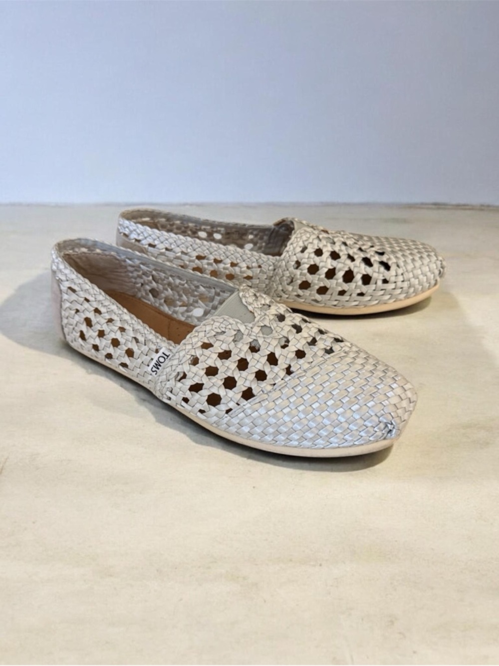 Toms Women's Woven Slip-On Loafers in Light Silver